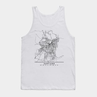 SANTIAGO DE CHILE BLACK CITY STREET MAP ART Tank Top